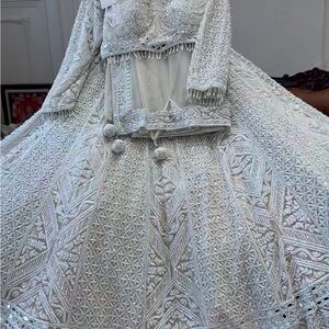 Hand-Embroidered White Bridal Lehenga Set